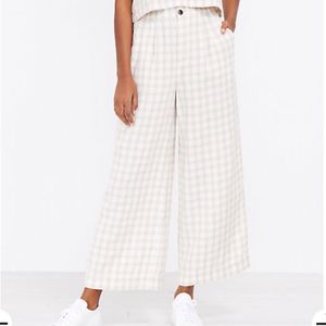 Lou & Grey Cream Plaid Wide-Leg Pants